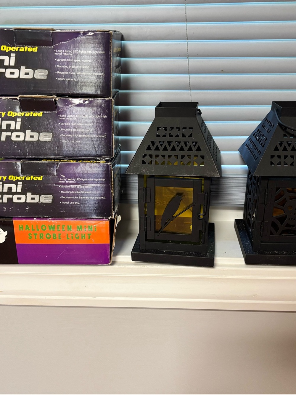Black Halloween Lantern with Amber Glass - Home Accents
